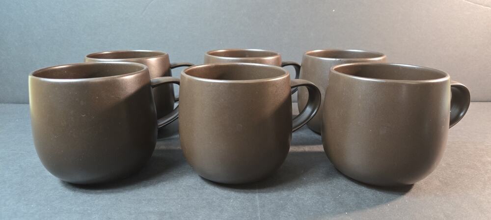 Set Of 6 Crate & Barrel Craft Espresso Stoneware Mugs **Read Description**
